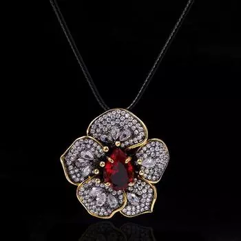 New European and American Colorful Zircon Flower Ring Necklace