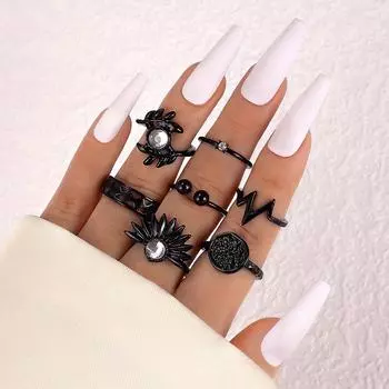 New European and American style butterfly love heart multi-joint ring creative cross snake ring 22-piece set