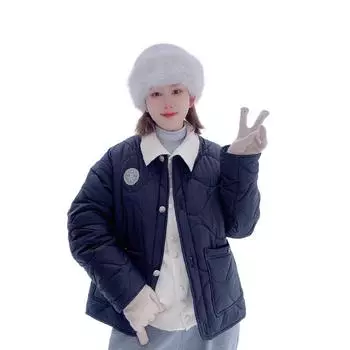 New European and American style crew neck warm cotton jacket for autumn 2025 S