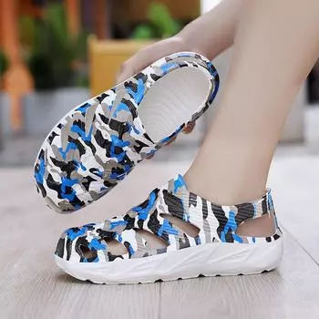 New EVA one-time molding thickened bottom hole shoes men s fashion digital printing breathable soft beach sandals 40