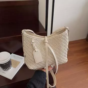 New fashion armpit bag simple commuter woven handbag large capacity shoulder messenger bag tide