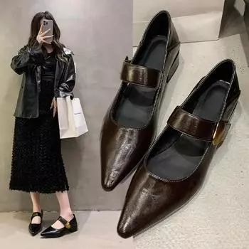 Новые модные осенние женские туфли на высоком каблуке с квадратным носком, повседневные туфли на высоком каблуке с неглубоким носком 35 чёрный