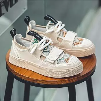 New Fashion Beige Sneakers Men Slip On Casual Shoes Designer Leather Sneakers For Men Low top Vulcanized Shoe Men Skate Sneakers 39