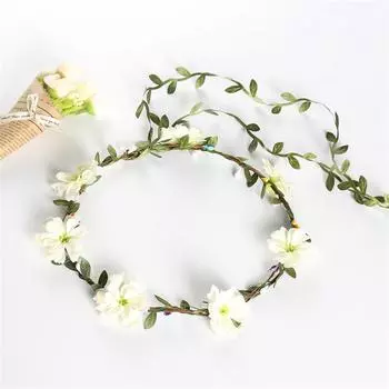New Fashion Bohemian Wreath Hair Band Flower Crown Women long Rattan Simulation Flower Headband Headwear spring Hair Accessories
