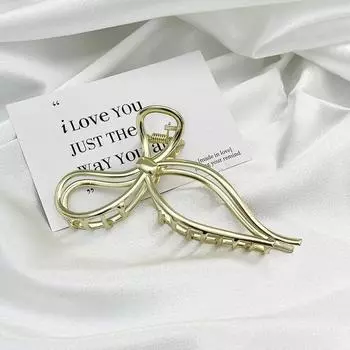 New Fashion Bow Metal Hair Women s High-End Geometric Pearl Temperament Korean Simple Girl Grab Clip Headwear