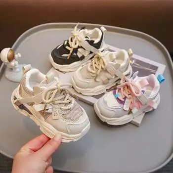 New Fashion Children Shoes Girls Sneakers School Sports Summer Mesh Breathable For Kids Tennis Casual Running Shoes 26