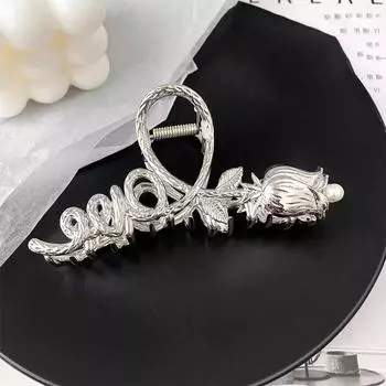 New Fashion Double Sided Rose Pearl Hair Clip Women Personalized Elegant Design Shark Clip Girl Hair Accessories