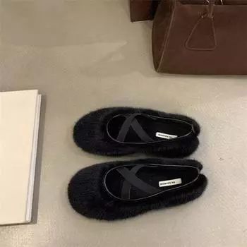 New Fashion Elastic Band Women Ballet Flats Dance Shoes Shallow Female Soft Footwear Square Toe Ladies Flats Mary Janes Shoes 35 чёрный