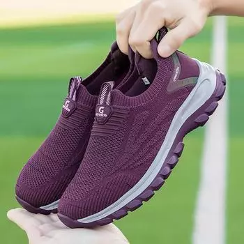 New fashion elderly shoes women s ****** 2025 waterpro** fly-woven non-slip s**t casual sports men s shoes old ******* cloth shoes 36