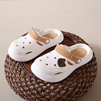New fashion flat-bottomed hole shoes women s thick-soled non-slip cute beach cool slippers summer bag head shoes 36/37 коричневый