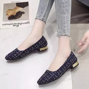 Новые модные туфли на плоской подошве, женские туфли на каблуке 3 см, нескользящие туфли на плоской подошве, черные, с острым носком, повседневные, удобные, размер 35-42, ленивые, повседневные туфли 35 чёрный