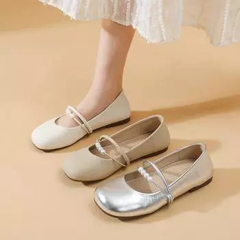 New Fashion Flats Women Vintage Round Toe Mary Jane Shoes Elegant Soft Sole Ballet shoes Female Casual Comfortable single shoes 4.5