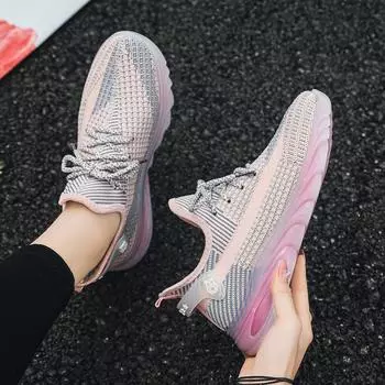 New fashion fly-woven breathable shoes mesh comfortable running shoes casual shoes women s and women s shoes versatile trendy shoes summer 36 чёрный