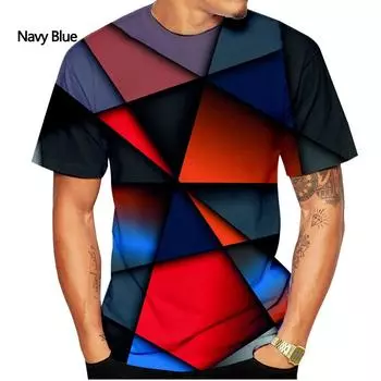 New fashion Geometric T-shirt Abstract T-shirt short-sleeved summer blazer for men S