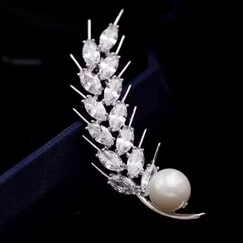 New fashion gold wheat ear pearl brooch women s accessories simple atmosphere autumn and winter suit trendy fashion corsage платиновый