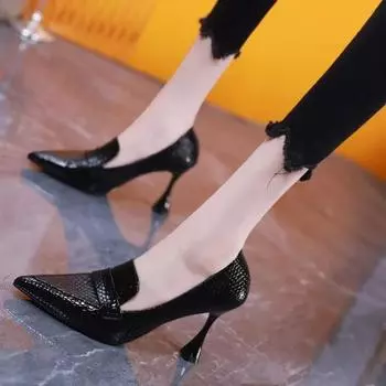 Новые модные туфли на высоком каблуке женские туфли в британском стиле с мелким носком банкетные туфли модные туфли на каблуках женские туфли на высоком каблуке 34 бежевый