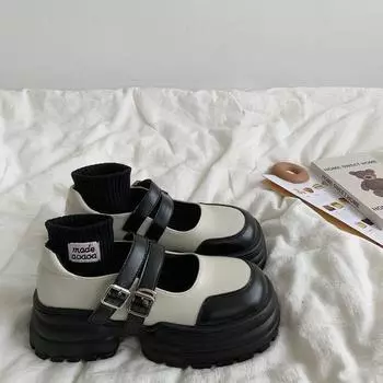 NEW Fashion Mary Jane Shoes Female Spring Retro 2024 New Thick-soled British Style Loafers Leather Student Shoes Women 35
