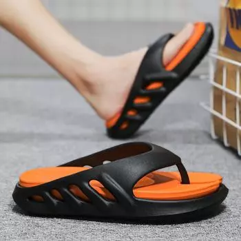 New Fashion Men s Sandals Breathable Casual Shoes EVA Soft Slippers Summer Outdoor Anti Slip Garden Beach Flip Flops 2025 40-41 чёрный