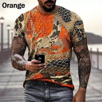 Новая модная мужская уличная футболка с принтом животных 3D, топы с коротким рукавом, крутая футболка S коралл красный