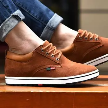 New fashion men s trend simple casual leather shoes 2025 spring Korean version low-top lace-up inner height-increasing shoes men 37