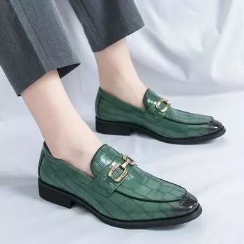 New Fashion Men Shoe PU Leather Business Shoes for Men Luxury Plus Size Party Office Business Casual Shoes Outdoor Male Loafers 38 чёрный