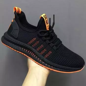 New Fashion Men Sneakers Mesh Casual Shoes Lac-up Breathable Lightweight Walking Sneakers Men Shoes Summer Shoes Tenis Masculino 39 оранжевый