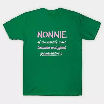 New Fashion Men T Shirt Nonnie Of Beautiful And Gifted Grandchildren Print Short Sleeve Tops Tees Casual S зелёный
