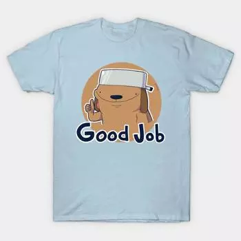 New Fashion Men T Shirt Pot Dog Good Job Print Short Sleeve Tops Tees Casual S светло-синий