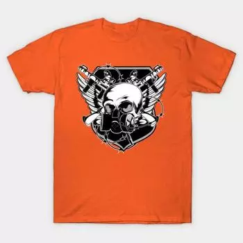Новая модная мужская футболка с принтом черепа, короткие рукава, футболки, повседневные S оранжевый