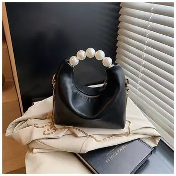 New fashion niche design handbag women s trend casual personality messenger bag simple bucket bag чёрный