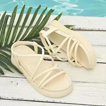 New Fashion Platform Women Summer Wedge Heeled Sandals Woman Ankle Straps Thick Bottom Female Elastic Band Gladiator Sandals 35