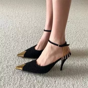 Новые модные туфли-лодочки с острым носком и пряжкой, женские сексуальные туфли на высоком каблуке, модные туфли для вечеринок и свадеб, женские туфли 36
