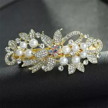 new Fashion Retro Crystal Butterfly Hair Clip Large Top Clip Flower Spring Clip high quality Female Mother hairpin Headdress