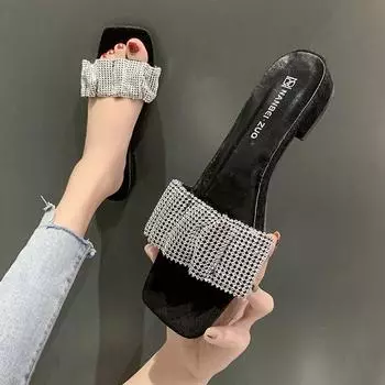 New Fashion Shoes Slippers Flat Rubber Flip Flops Summer Woman Fashion Beach Jelly Luxury Basic Indoor Shoe Zapatos Mujer 34 чёрный