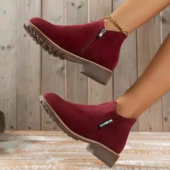 Новая модная обувь, женские ботильоны на толстой подошве, удобные зимние ботинки больших размеров для женщин, женские ботинки на платформе 35 темно-коричневого