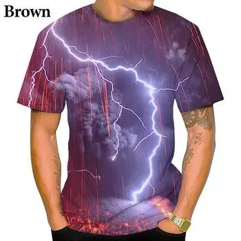 Новая модная футболка с коротким рукавом и принтом молнии 3D для мужчин и женщин, фирменная крутая футболка с принтом S синий