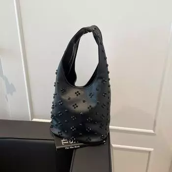 New fashion shoulder bag bucket bag large capacity punk fashion versatile new women s bag handbag чёрный