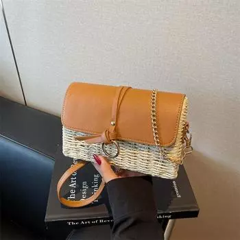 New fashion simple bag trendy women s bag messenger bag straw holiday beach bag small square bag shoulder bag