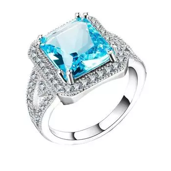 Новые модные кольца на годовщину свадьбы с небесно-голубым топазом для женщин, 100% 925 пробы, серебряные ювелирные изделия с австрийским фианитом AAAA оптом 6 синий