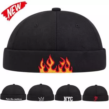 New Fashion Solid Color Minimalist Melon Hat Unisex Hip Hop Melon Hat Brimless Skullcap Breathable Cotton Sailor Cap One Size