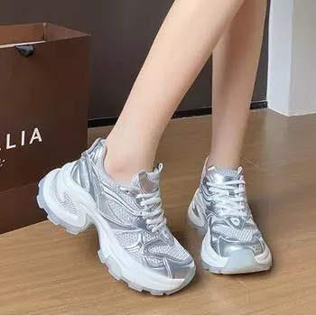 New Fashion Sports Women s Shoes Chunky Sneakers Women Breathable Casual Chunky Sneakers Versatile Fashion Sports Shoes 35-40 35 белый