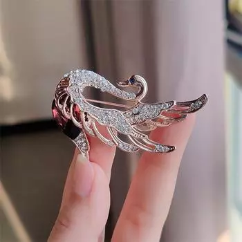 Новая мода брошь лебедь женский универсальный костюм корсаж большая булавка кристалл аксессуары темперамент атмосферные аксессуары