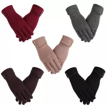 New Fashion Touch Screen Gloves Thicken Winter Warm Windproof Driving Mittens Graceful Plus Velvet Skiing Gloves 5 Colors чёрный