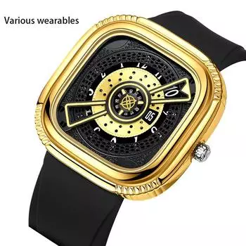 Новые модные кварцевые часы мужские часы квадратные многофункциональные водонепроницаемые часы