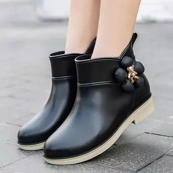 New fashion water shoes women s waterproof short rubber shoes rainy day rain boots wear women s rain shoes 36