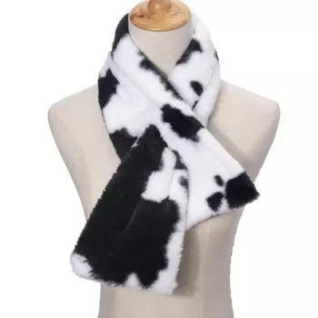 New Fashion Winter Black White Pink Faux Fur Cow Scarf For Women Ladies Scarves розовый