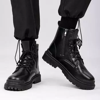 new fashion Winter Martin Boot Mens Shoes Black Work British Style Casual Leather Boots Non-slip Design Inner Shoe Free Shipping 40 чёрный