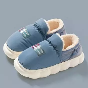 Новые модные зимние мужские водонепроницаемые нескользящие тапочки с мягкой платформой и каблуком, теплые плюшевые тапочки для дома, повседневная обувь из хлопка 40-41