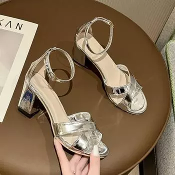 New Fashion Woman Summer Silvery Open Toe Sandal Dress Shoes Womens High Heels Sandals Platform Wedges Heeled Pumps Ladies Shoes 35 серебряный
