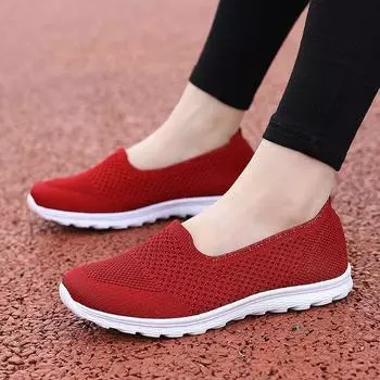 new fashion Women Knitted Running Shoes New Design Sports Cheap Breathable Casual Shoes 35 чёрный